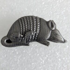 Torino Trinket Box, Pewter Armadillo Brooch With Tiny Earrings